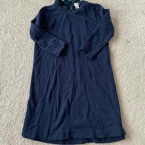 Navy Dress with Plaid Detail